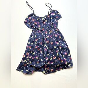Gianni Bini Blue Floral Ruffle Spaghetti Strap Dress Size Large